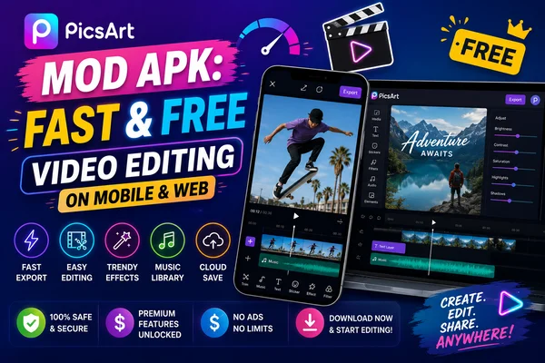 APK MOD PicsArt: Penyuntingan Video Pantas & Percuma di Mudah Alih & Web