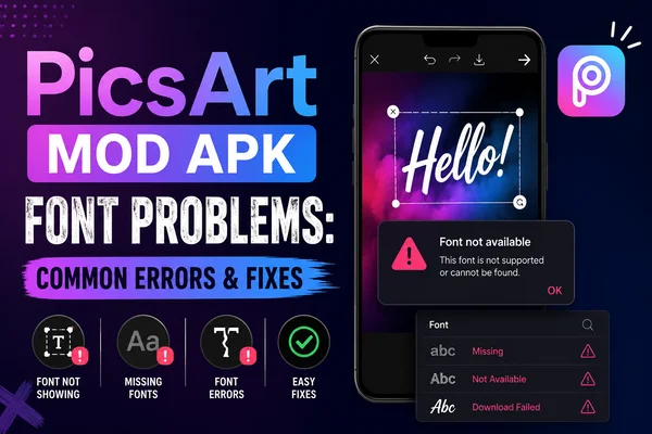PicsArt MOD APK फ़ॉन्ट की समस्याएँ: आम गलतियाँ और समाधान