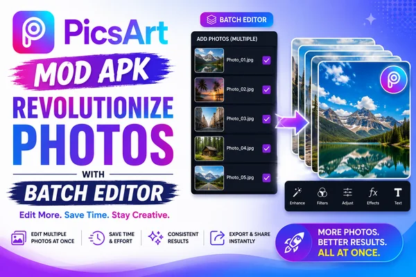 PicsArt MOD APK: बैच एडिटर से फ़ोटो में क्रांति लाएं